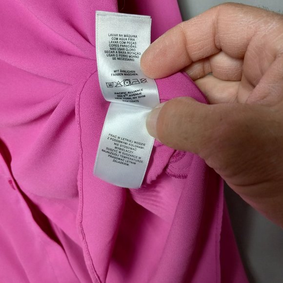 Jones New York Signature Pink Ruched Back Long Sleeve Button Up Women's Blouse S - Picture 7 of 12